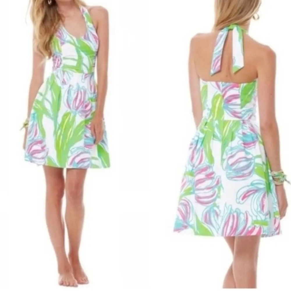 Lilly Pulitzer Ross Halter Baby Doll Dress Ring the Bellboy Size 4